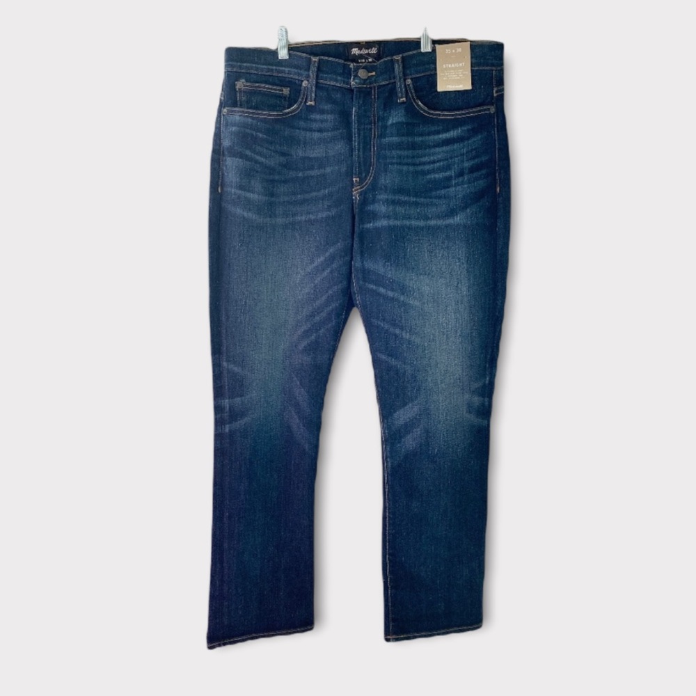 Madewell Men's Straight Fit Jeans Size W35 L30 Dark Wash Blue Denim NWT $128